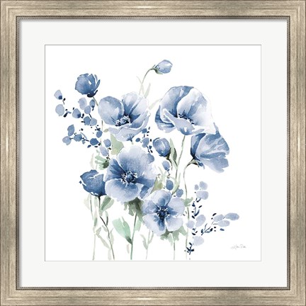 Framed Secret Garden Bouquet II Blue Print