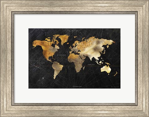 Framed Dramatic World Map Print
