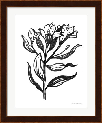 Framed Ink Flower I Print