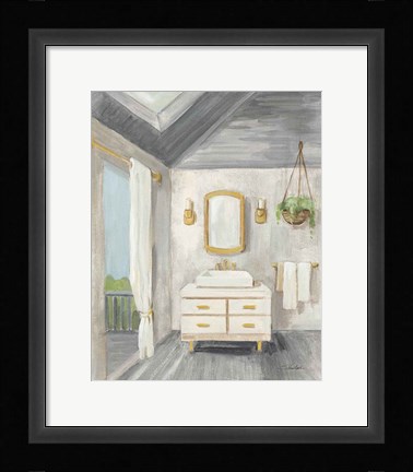 Framed Attic Bathroom I Gray Print