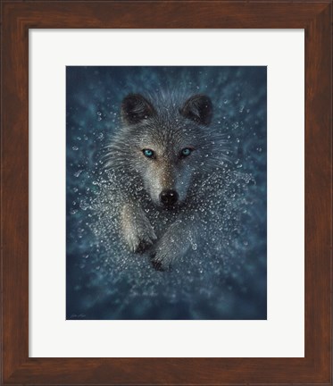 Framed Running Wolf Print