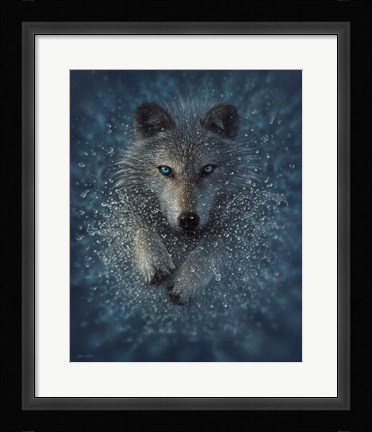 Framed Running Wolf Print