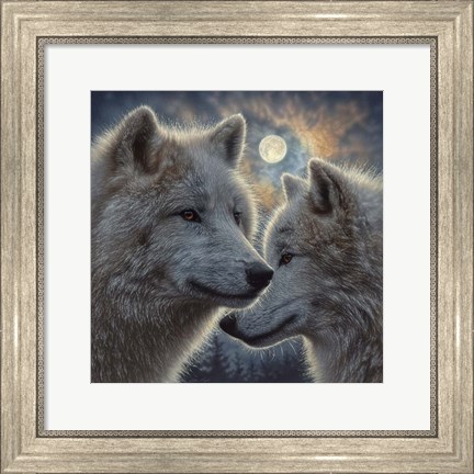Framed Moonlight Wolf Mates Print