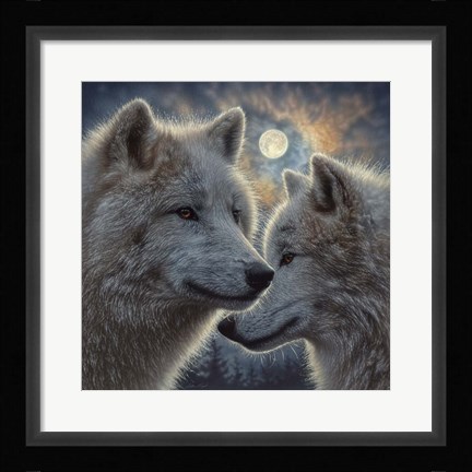 Framed Moonlight Wolf Mates Print