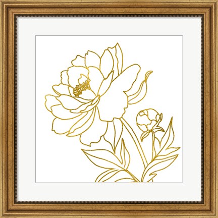 Framed Gold Floral V Print