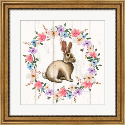 Framed Bunny Wreath Print