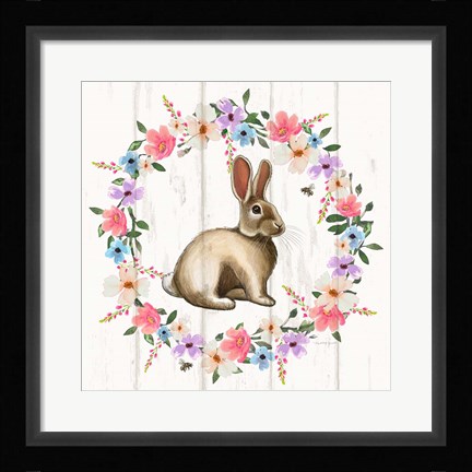 Framed Bunny Wreath Print