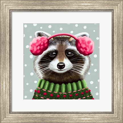 Framed Cute Raccoon Print