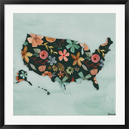Framed Floral America III Print