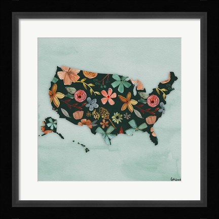 Framed Floral America III Print