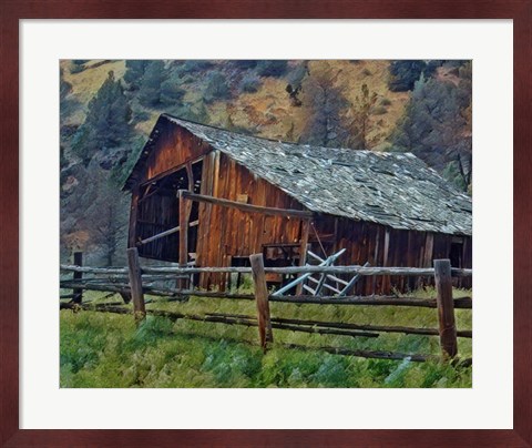 Framed Old Barn and Corral Print
