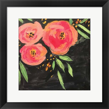 Framed Black and Pink Floral Print