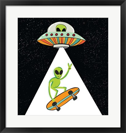 Framed UFO Alien Print