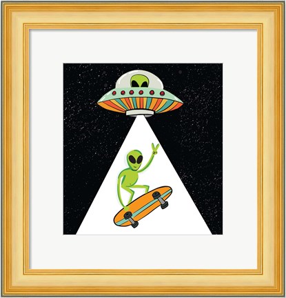 Framed UFO Alien Print