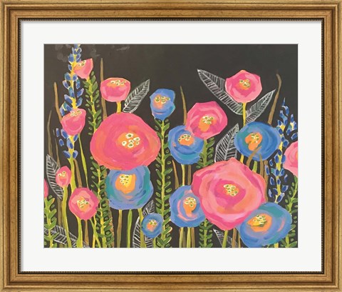 Framed Pink and Blue Flowers Print