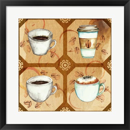 Framed Coffee Frenzy Pattern II Print