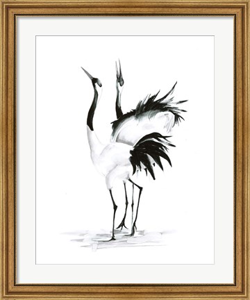 Framed Dancing Bird Pair II Print