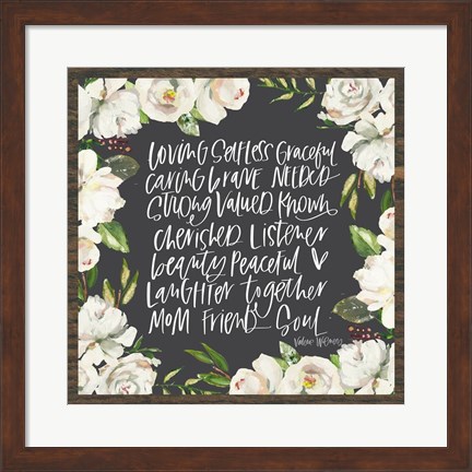 Framed Mom Adjectives in Floral Print