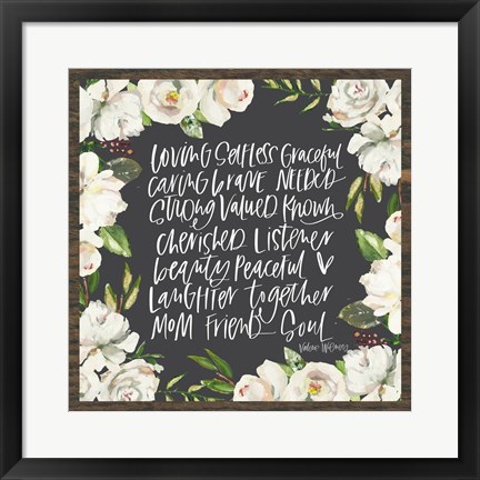 Framed Mom Adjectives in Floral Print