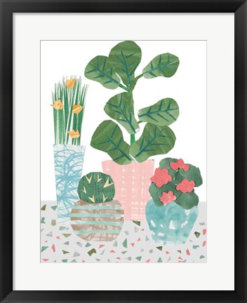 Framed Flower Party on Terrazo Print