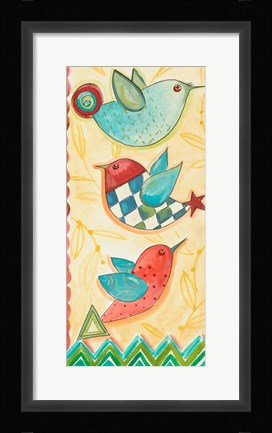 Framed Flying Birds On Yellow Print