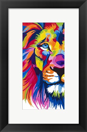 Framed Colorful Lion Portrait Print