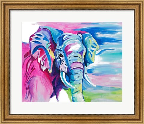 Framed Fun Colorful Elephant Print