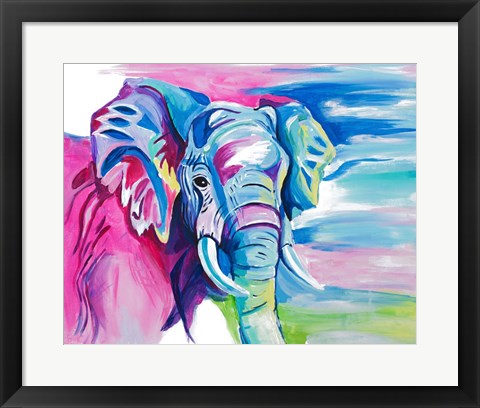 Framed Fun Colorful Elephant Print