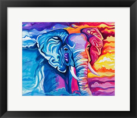 Framed Elephant in Vibrant Colors Print