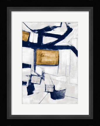 Framed Golden Blue Shatters I Print