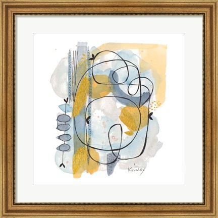 Framed Dreaming In Gold And Blue I Print