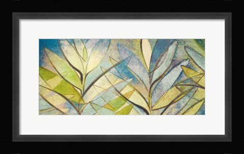 Framed Palms On Blue Print