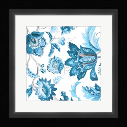 Framed Multi Blue Capri Floral Print