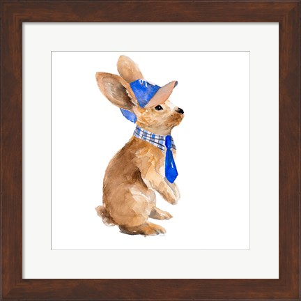 Framed Trendy Meadow Buddy I (Ball Cap and Tie) Print