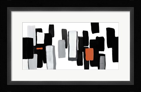 Framed Modern Grooves with Orange I Print