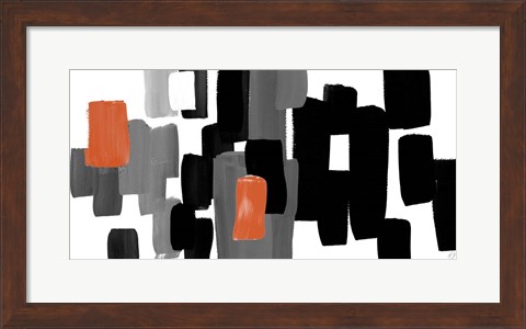 Framed Modern Grooves with Orange II Print