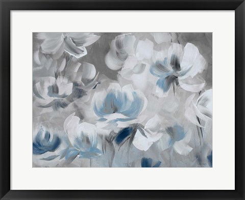 Framed Softly Awakened In Blue Print