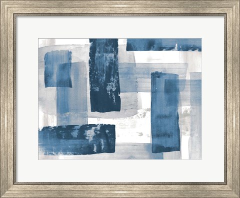 Framed Navy Blue And Gray Print