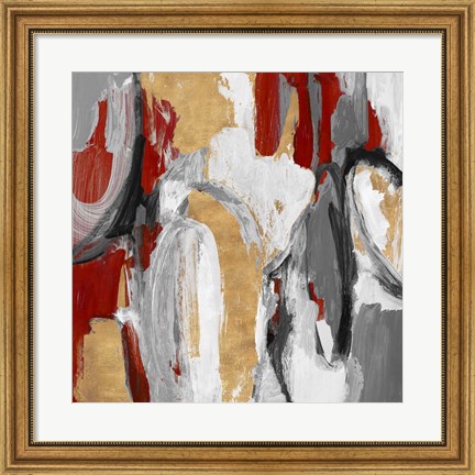 Framed Red and Gold City Symphony I Print