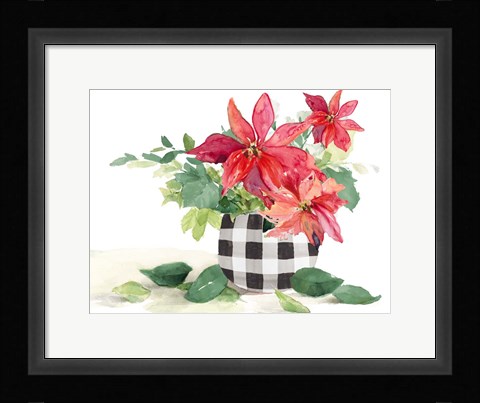 Framed Poinsettia in Buffalo Plaid Pot Print