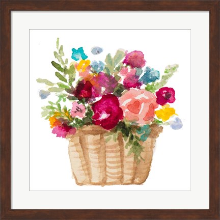 Framed Floral Basket And Balloons Print