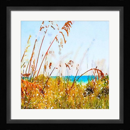 Framed Beach View Square Print