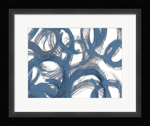 Framed Blue and Gray Strokes Print