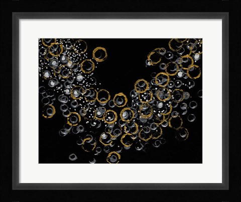 Framed Black and Gold Bubbles I Print