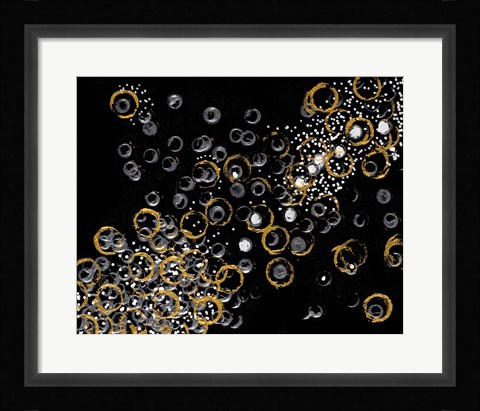 Framed Black and Gold Bubbles II Print
