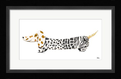 Framed Fashion Puppy on White I Print