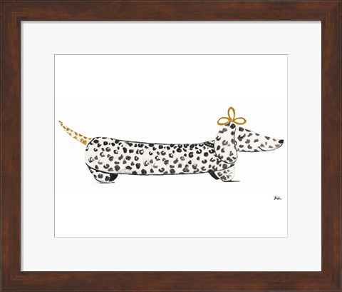Framed Fashion Puppy on White II Print