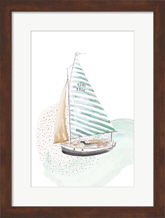 Framed Turquoise Sail Boat Print