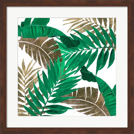 Framed Modern Jungle Leaves Close Up II Print