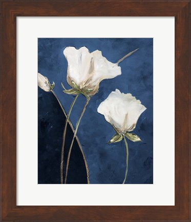 Framed Blooms On Blue Print